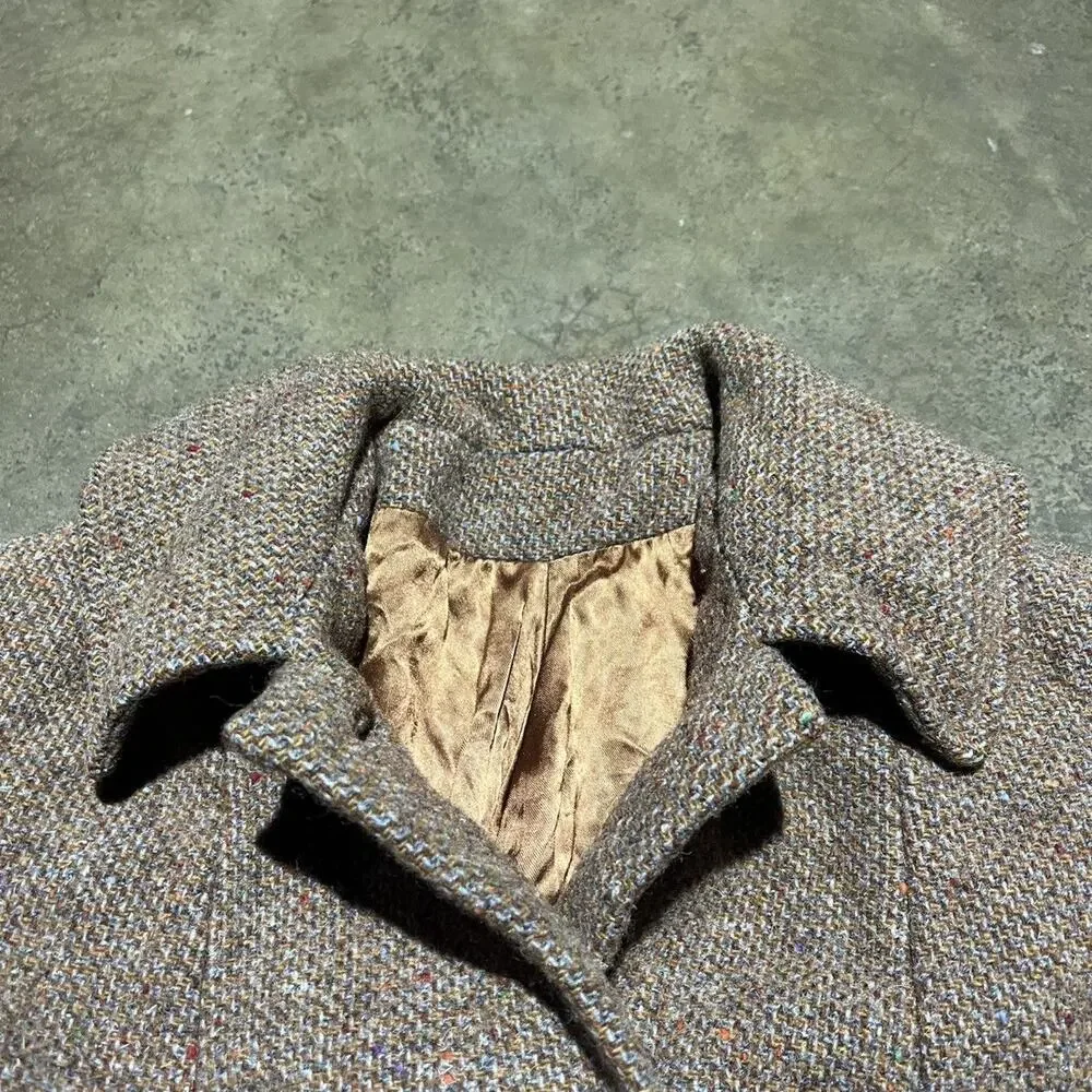 Vintage 60s VIP Brown Tweed Wool Long Overcoat